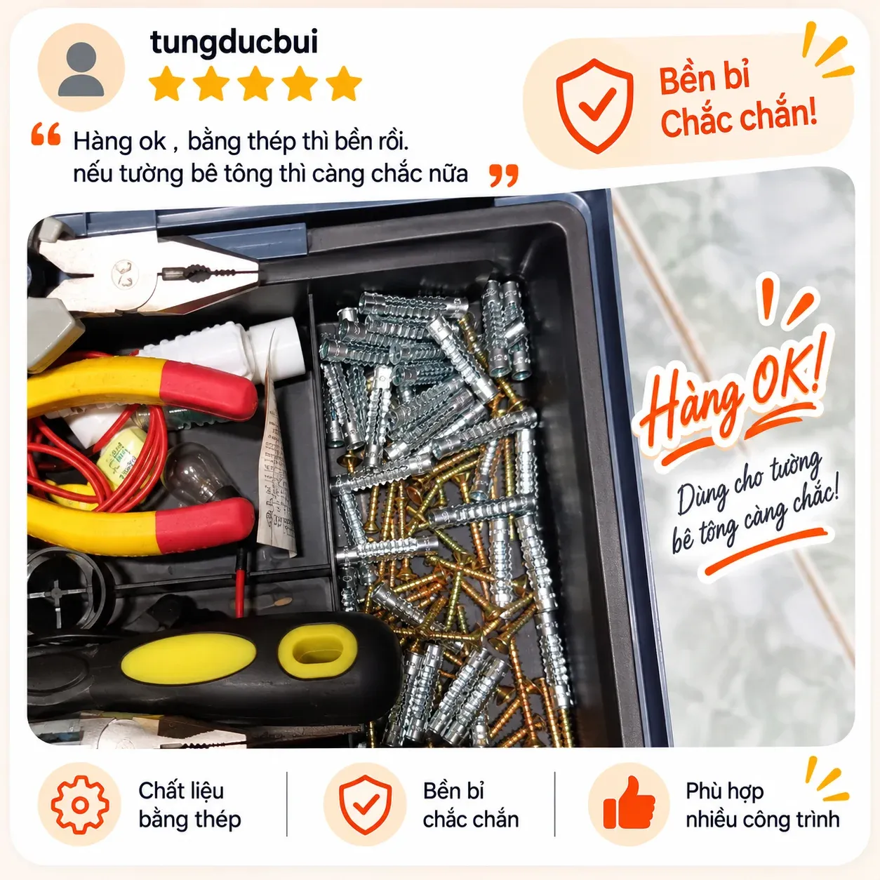 Đánh giá thực tế từ khách hàng mua tắc kê sắt Rẹc Rẹc - Ảnh 3: Treo tivi lớn và thiết bị nặng bền vững